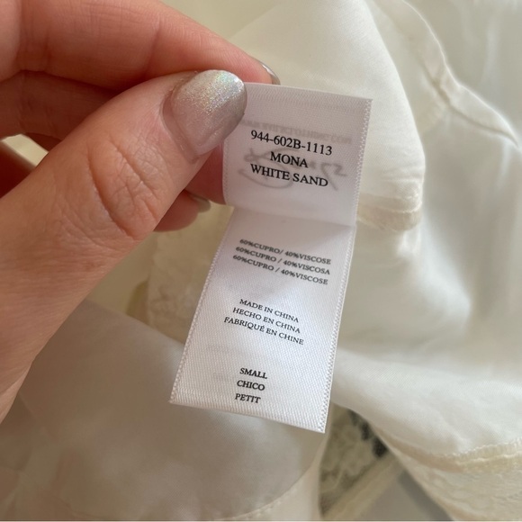 Rails White Sands Silky Cupro Blend Mona Lace Inset Tunic Blouse Button Down S - Picture 11 of 12